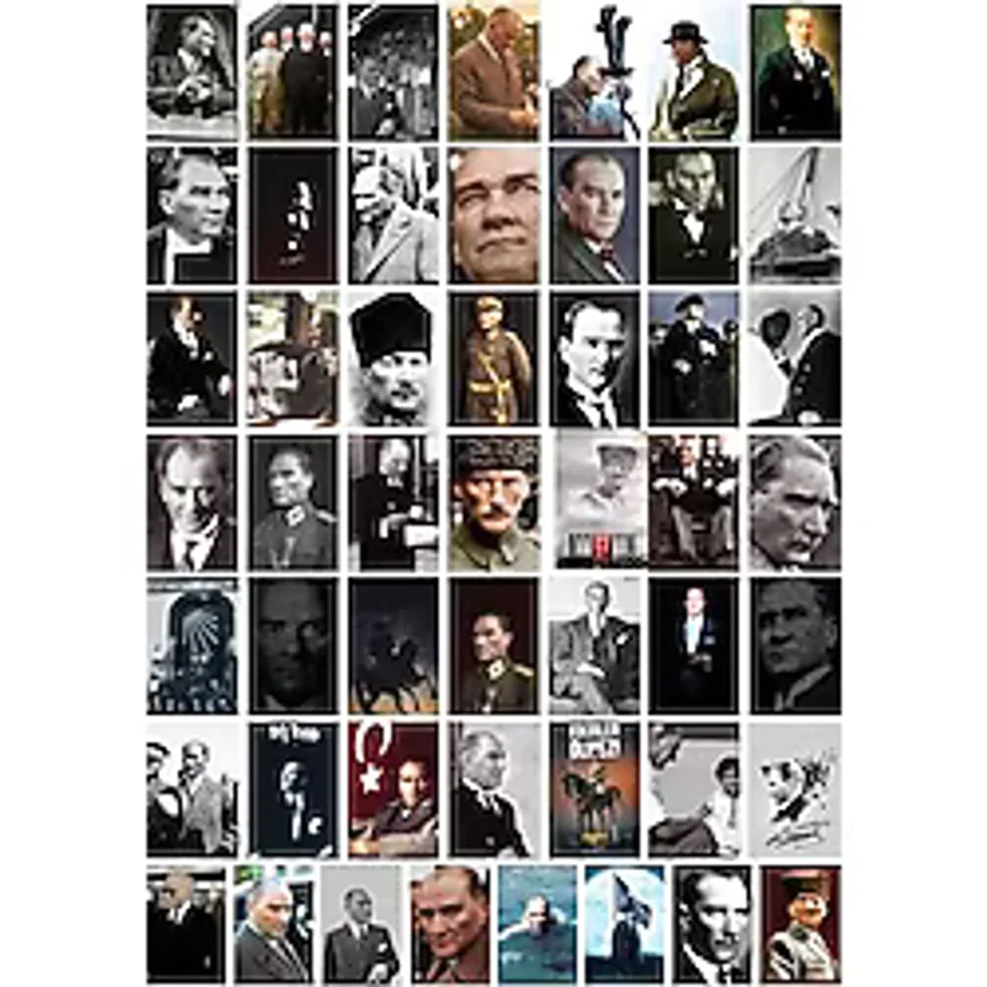Postifull Gazi Mustafa Kemal Atatürk Poster Seti, 50 Adet 10 x 15 Cm Kolaj Seti,Bant Hediyeli Kutulu Set;