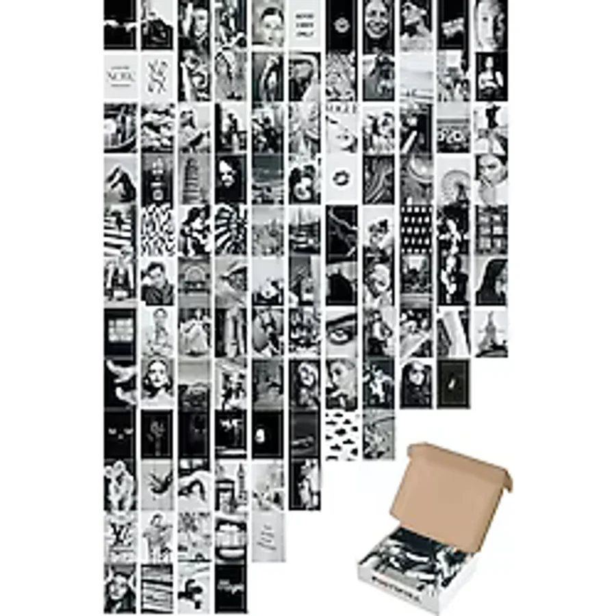 Postifull Siyah Ve Beyaz Duvar Posteri Kolaj Set - Arkası Yapışkanlı - 110 Adet - Poster Seti - 10cmx15cm