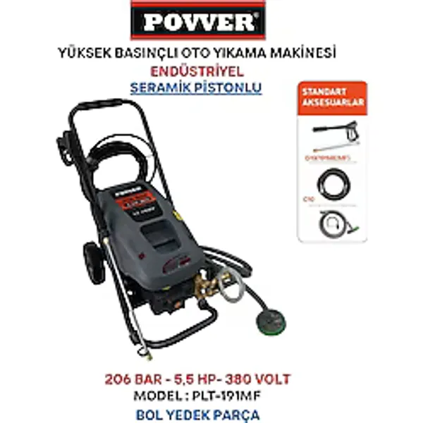 Power Yüksek Basınçlı Endüstriyel Yıkama Makinası (4000 W-5.5Hp-206 Bar)