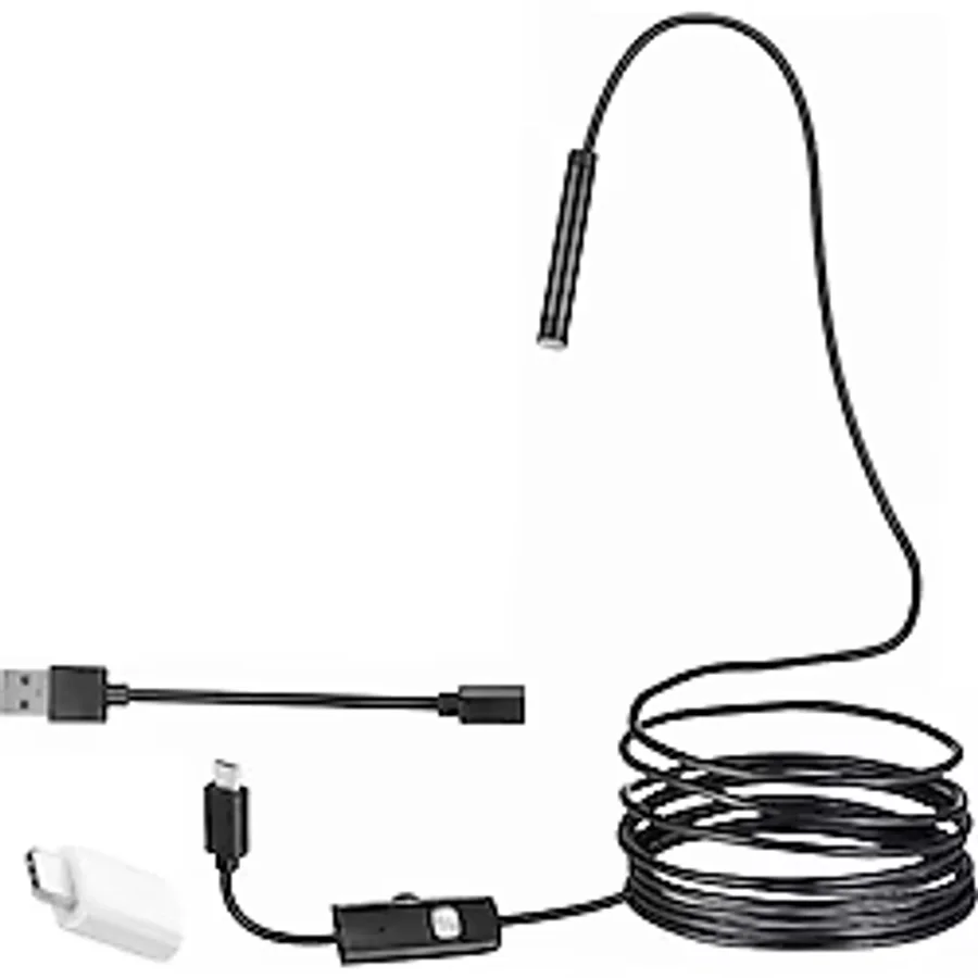Powermaster 3in1 Micro Usb+Type C+PC 8 mm Işıklı 5 Metre Endeskop Yılan Kamera