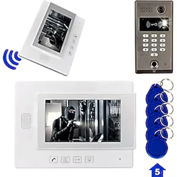 Powermaster 773TP 1 Daire 7'' Nfc - Parmak Izi Girişli Görüntülü Diafon Kapı Zili Interkom Akıllı Ev Güvenliği Sistemi