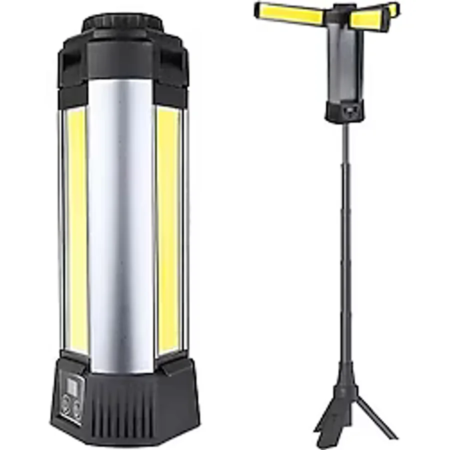 Powermaster Çalışma Lambası 35 Watt 3 Kanatlı Ayaklı Kamp Lambası Işıldak Aydınlatma Askılı