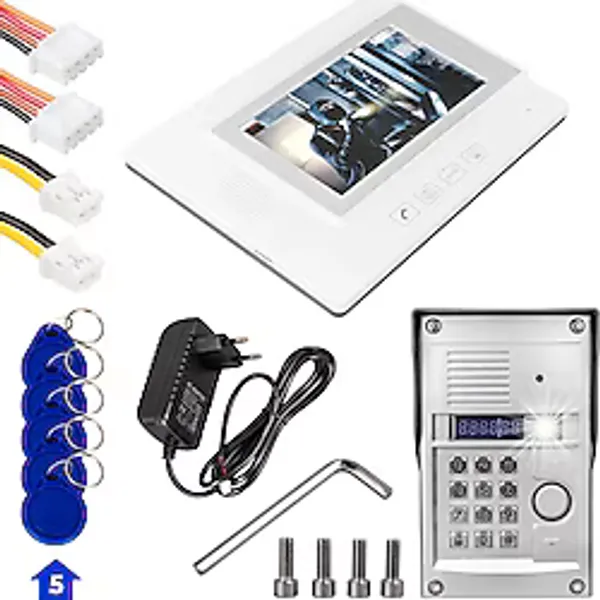 Powermaster Parmak İzi Girişli Görüntülü Diafon Kapı Zili Sistemi 1 Dairelik Gece Görüşlü Dokunmatik Ekran İnterkom