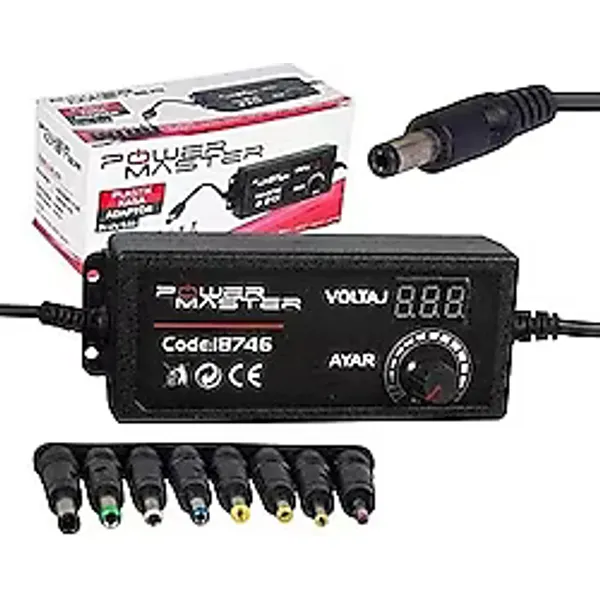 Powermaster PM-18747 Çok Uçlu 3-24 Volt 2 Amper Kademe Ayarlı Adaptör
