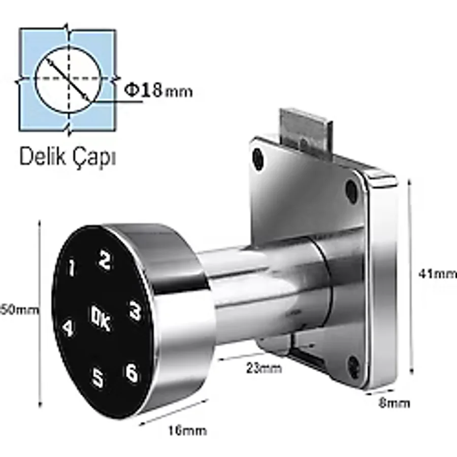 Powermaster PM-26730 Çekmece Dolap Kilidi Dijital Numaralı Standart