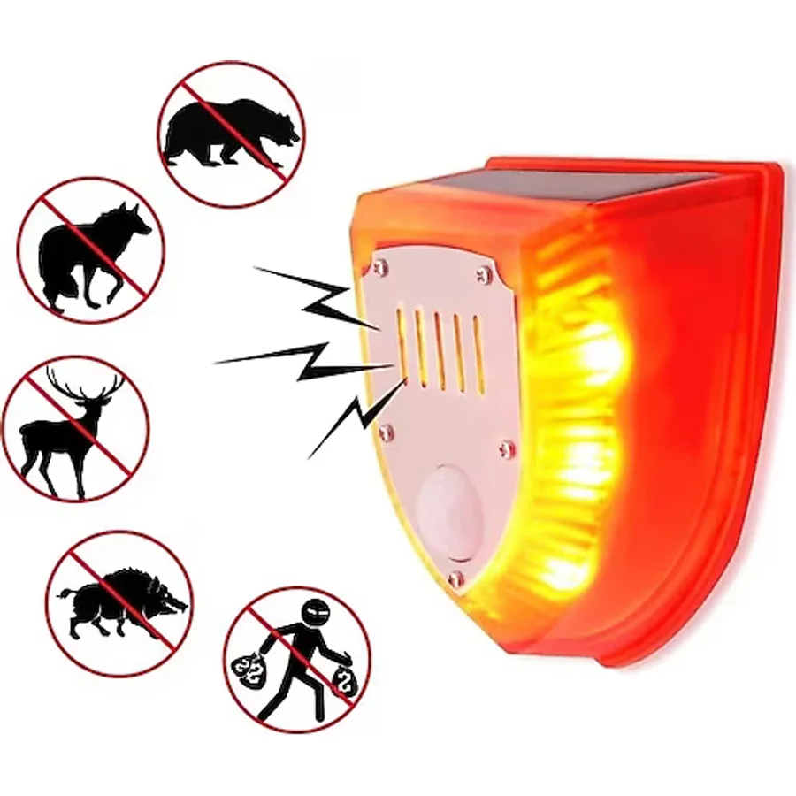 Powermaster PM-26953 Köpek Silah Sesli Hayvan Kovucu Alarm Cihazı Hareket Sensörlü Solar Panelli