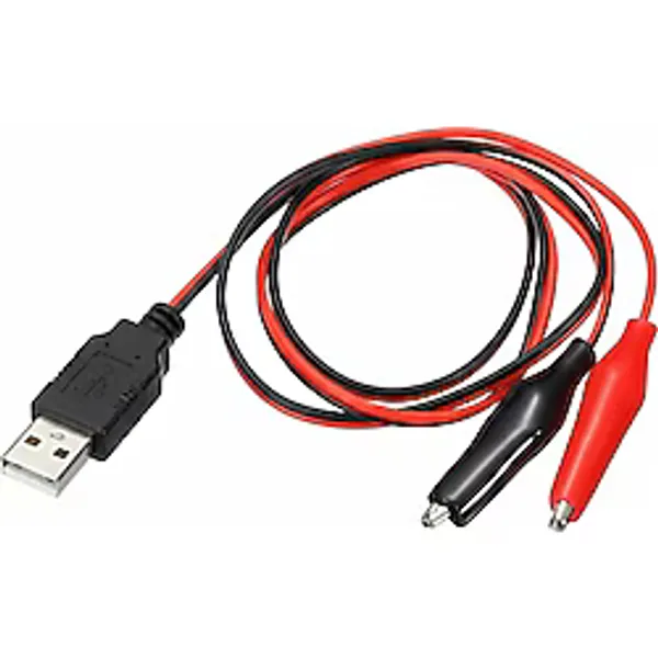 Powermaster Pm-28657 Usb Erkek Küçük Krokodil Uçlu 5V 2A Test Kablosu 60 Cm Akü Maşası Usb Kablo