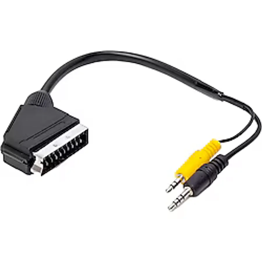 Powermaster Uydu Alıcısı Av Kablo 3.5 mm Stereo Erkek/scart Kablo 35 cm Uzun ve Kısa Jack Bir Arada