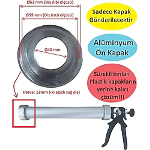 Poyraz Bioplast Sosis Silikon Tabancası Alüminyum Ön Kapak - 1 Adet