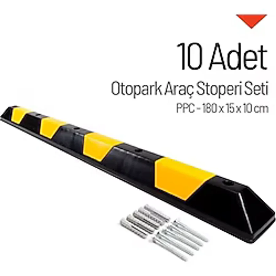 PPC Araç Stoperi Seti - 180x15x10 cm (10 Adet) Dayanıklı ve Hafif Otopark Bariyeri