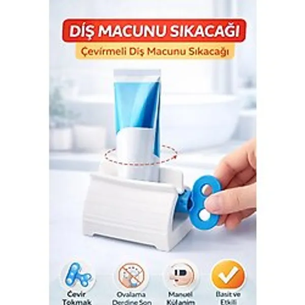 Pratik Diş Macunu Sıkacağı Döner Mekanizmalı Tüp Sıkma Aparatı Tasarruflu Pratik Kullanım