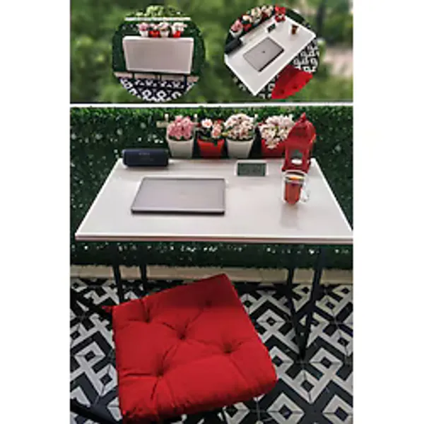 Pratik Katlanır Taşınabilir Metal Ayaklı Balkon Masası Bahçe Masası Yemek Masası Çalışma Masası