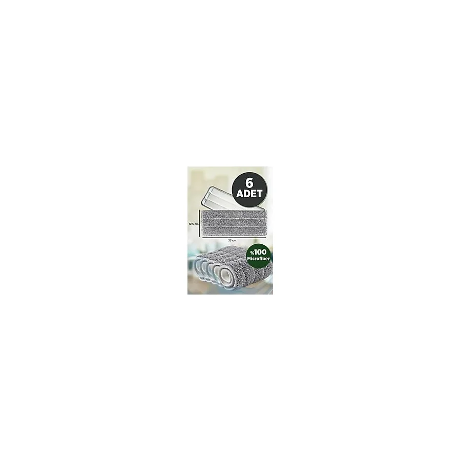 Premini Yedek Mikrofiber Bez 6'lı Set, Tablet Mop Aksesuarları - Gri - Seçenek 1