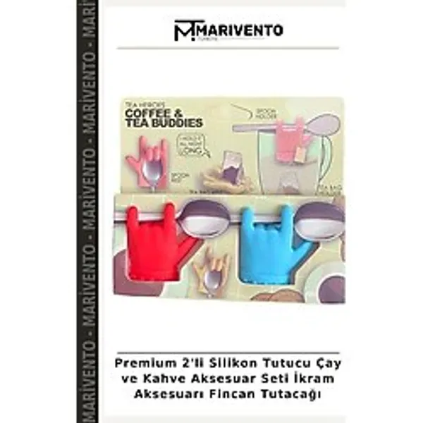 Premium 2'li Silikon Tutucu Çay ve Kahve Aksesuar Seti Ikram Aksesuarı Fincan Tutacağı - Çok Renkli