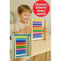 Premium Ahşap Renkli Abaküs 10 Katlı Eğitici Sayma Ve Zeka Geliştirici Oyuncak