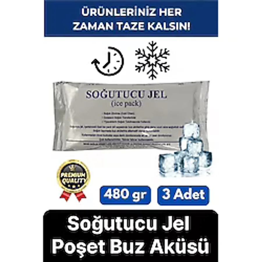 Premium Dayanıklı Güvenli Malzeme Yolculuk Seyahat Yiyecek Soğutucu Jel Poşet Buz Aküsü 480gr 3 Adet