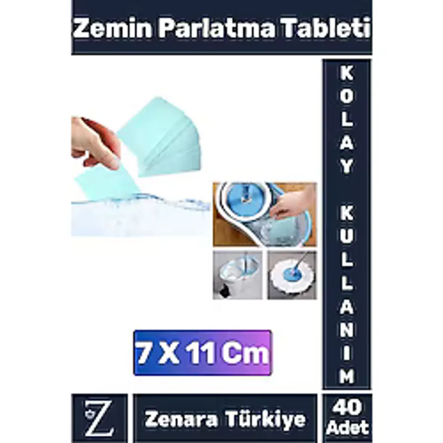 Premium Dükkan Fayans Ahşap Parçalanabilir Pratik Kullanım Zemin Parlatma Temizleme Tableti 40 Adet