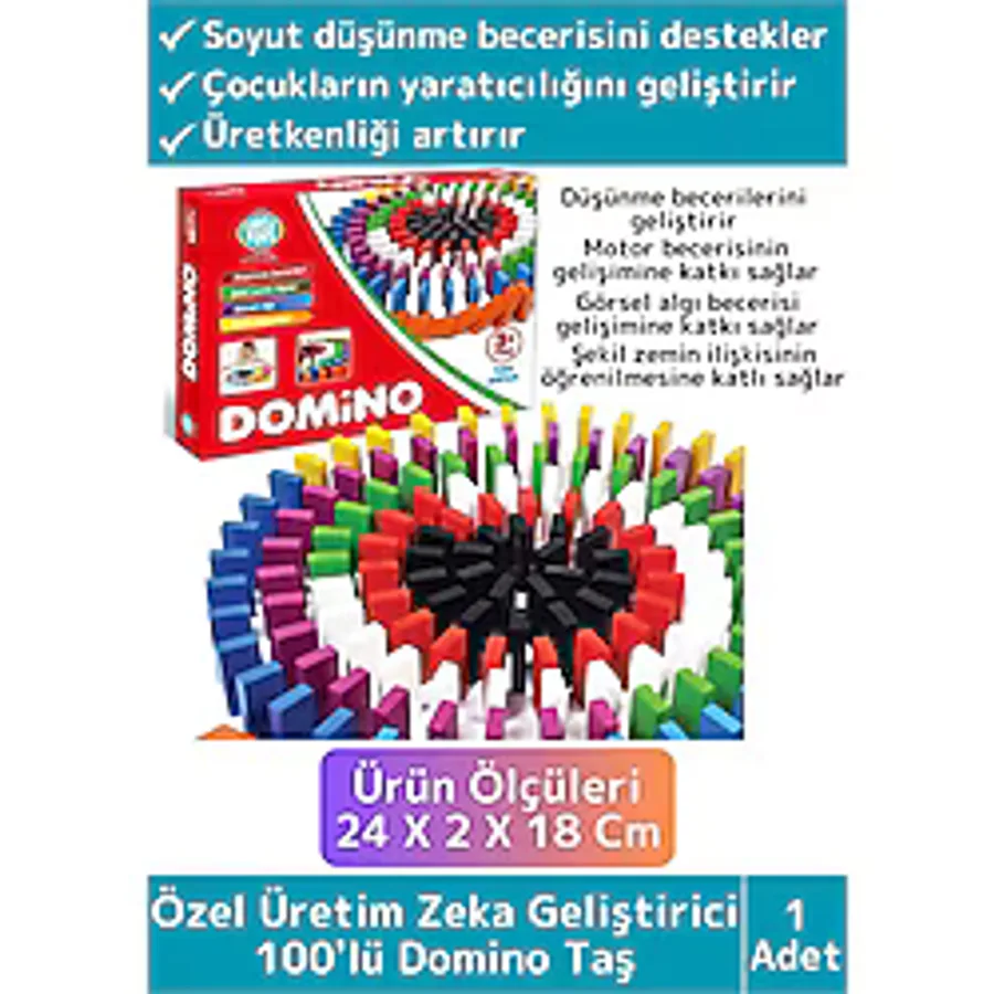 Premium Eğitici El Göz Koordinasyonu Zeka Üretkenlik Merak Keşif Geliştirici 100'lü Domino Taş