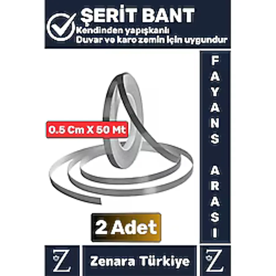 Premium Güçlü Kendinden Yapışkanlı Su Geçirmez Fayans Arası Şerit Derz Bant 0.5 Cm X 50 Metre 2 Adet