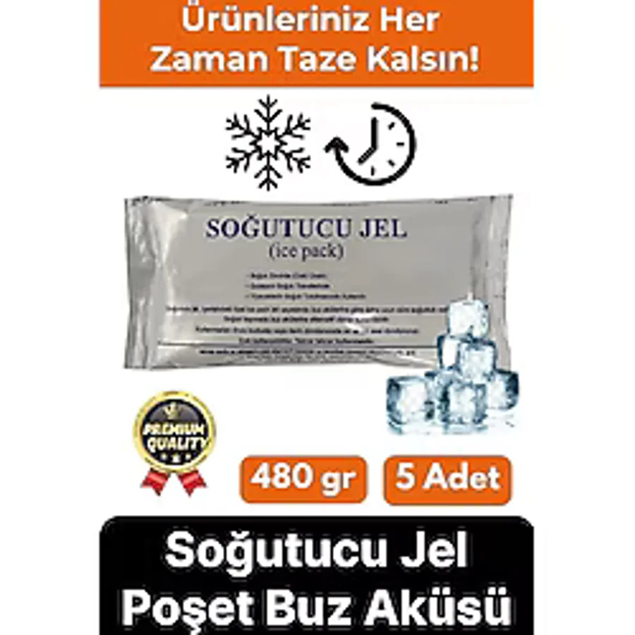 Premium Güvenli Dayanıklı Malzeme Yolculuk Seyahat Yiyecek Soğutucu Jel Poşet Buz Aküsü 480gr 5 Adet