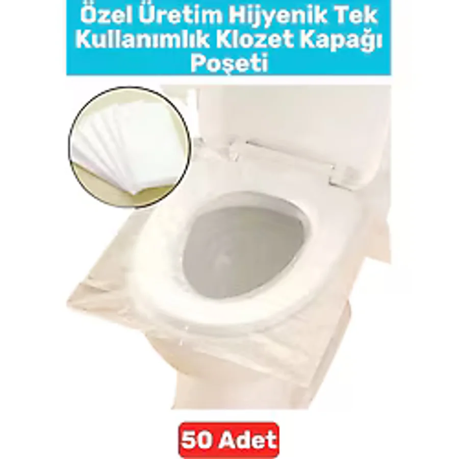 Premium Kompakt Çanta Boy Hijyenik Tam Kaplama Tek Kullanımlık Tuvalet Klozet Kapak Poşeti 50 Adet