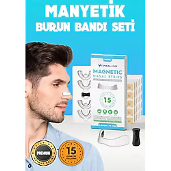 Premium Mıknatıslı Burun Bandı, 15'li Beyaz Horlama Önleyici Ve Burun Aparatı