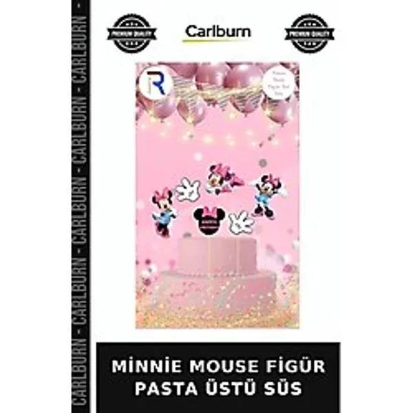Premium Minnie Mouse Figür Pasta Üstü Süs Süsleme Parti Malzemesi Şeker Hamuru