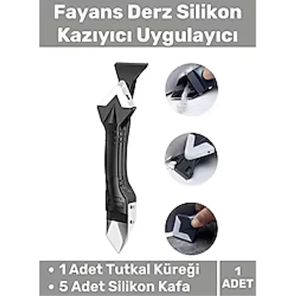 Premium Mutfak Banyo Fayans Derz Silikon Kazıyıcı Sıyırıcı Doğrayıcı Uygulayıcı 3 in 1 Aparat