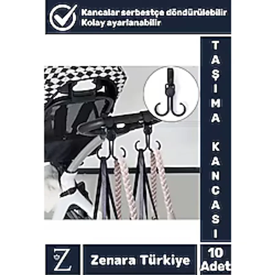 Premium Portatif Kolay Kullanım Poşet Taşıma Bisiklet Bebek Arabası Çok Amaçlı Taşıma Kancası 10adet