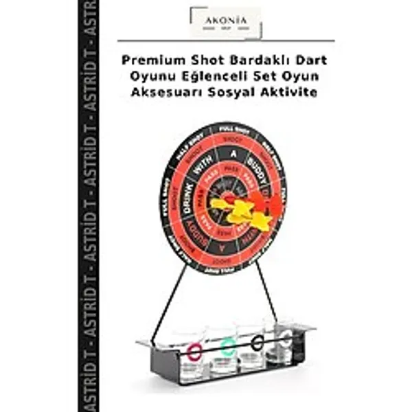 Premium Shot Bardaklı Dart Oyunu Eğlenceli Set Oyun Aksesuarı Sosyal Aktivite - Çok Renkli