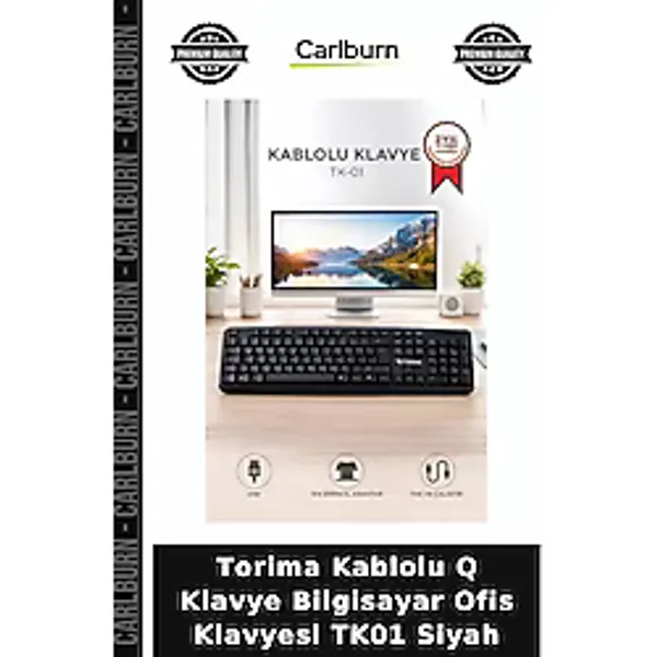 Premium Torima Kablolu Q Klavye Bilgisayar Ofis Klavyesi Tk01 Siyah Büro Donanım Cihaz