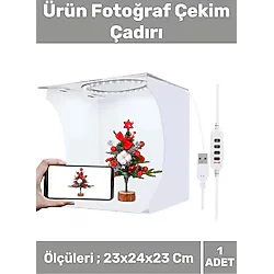 Premium Üretim Beyaz Led Işıklı Portatif Taşınabilir 23x24x23 Cm Ürün Fotoğraf Çekim Çadırı