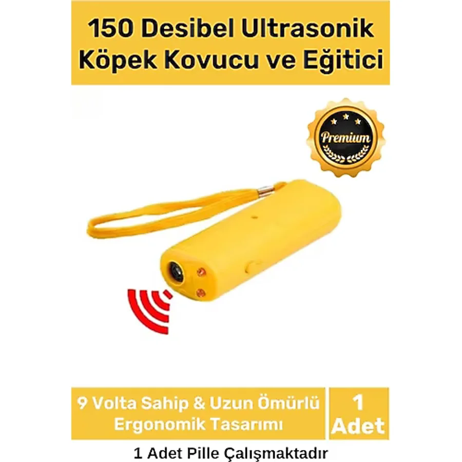 Premium Ürün 9 Volt 150 Desibel Ergonomik Ultrasonik Pilli Ledli Flaş Köpek Uzaklaştırıcı Eğitici