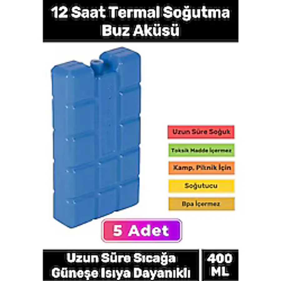 Premium Uzun Süre Sıcağa Güneşe Isıya Dayanıklı 12 Saat Termal Soğutma Buz Aküsü Kasedi 5'li