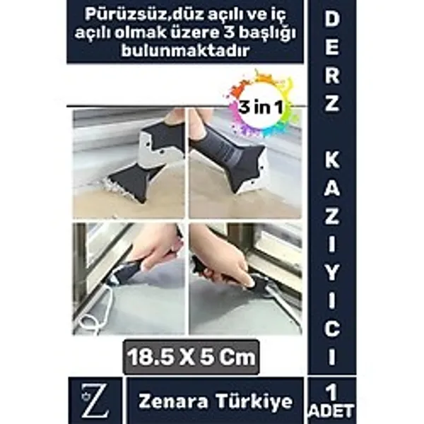 Premium Yüksek Kalite Kompakt 3 in 1 Fayans Derz Silikon Kazıyıcı Uygulayıcı 5 Silikon Başlık Hediye
