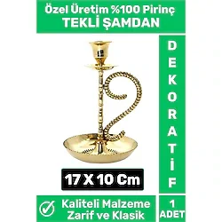 Premium Yüksek Kaliteli Dekoratif Şık Tasarım Hediyelik Biblo Mumluk %100 Pirinç TEKLİ ŞAMDAN