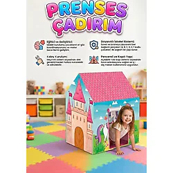 Prenses Ve Unicorn Temalı 100X70cm Kolay Kurulum Dayanıklı Çocuk Oyun Çadırı