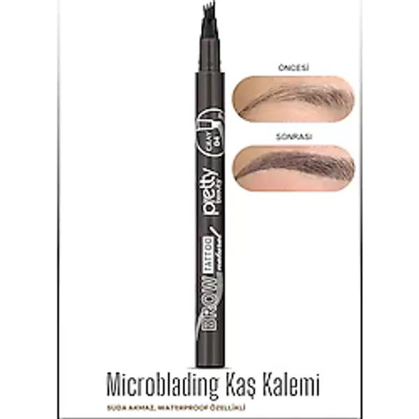 Pretty Kaş Kalemi 04 - Doğal Siyahımsı Gri Tattoo Suya Dayanıklı Likit Pencıl