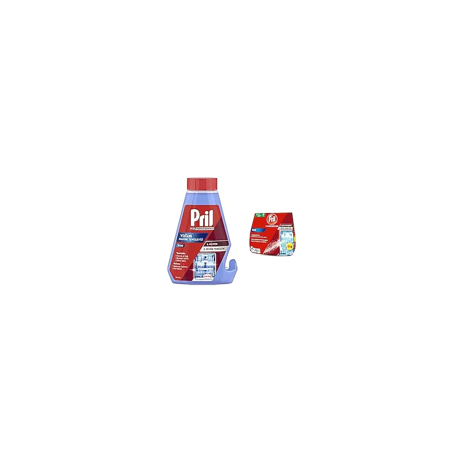 Pril 5 Etkili Yoğun Makina Temizleyici (1 x 250 mL) ve Pril Duo Power Experts Kirece Karşı Etkili Bulaşık Makinesi Tuzu (1 x 2000 g)