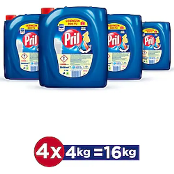 Pril Limon Kokulu Elde Yıkama Bulaşık Deterjanı 4 kg - Ekonomik Boy, Yoğun Formül ile Güçlü Temizlik