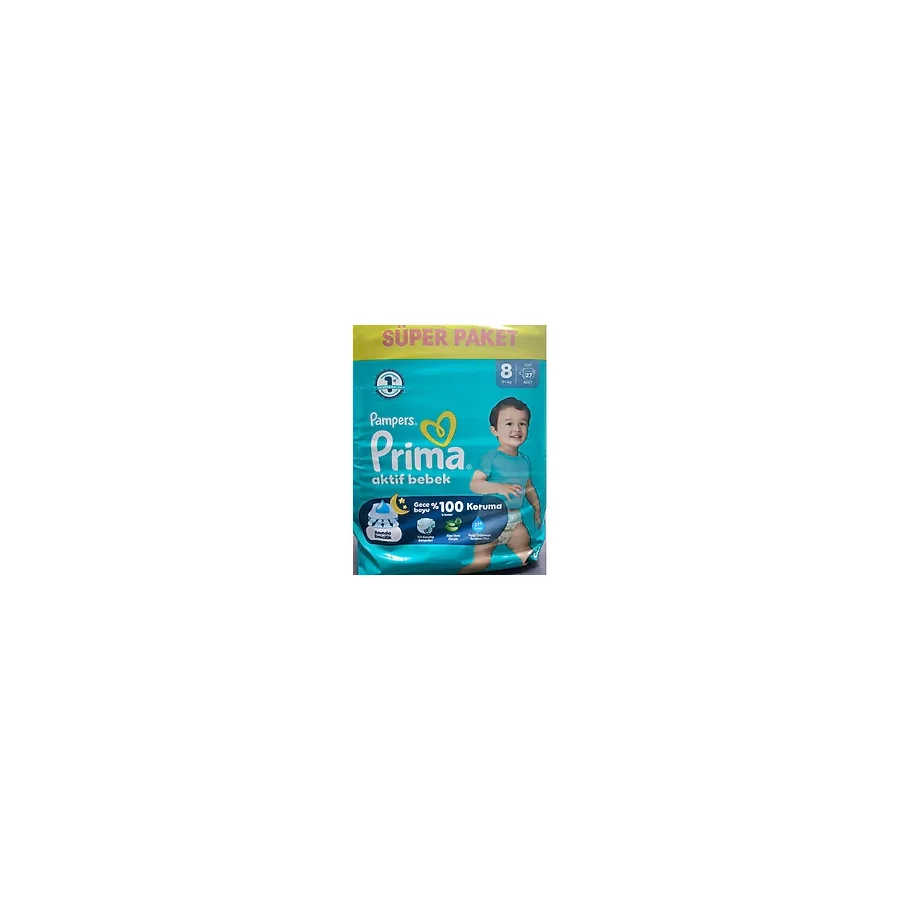 Prima Aktif Bebek No 8 27 Adet Bantlı Bez 17+ Kg Ekstra Yumuşak ve Sızdırmaz Koruma - 27 Adet 17+kg - 6: 16 kg ve üzeri / XL