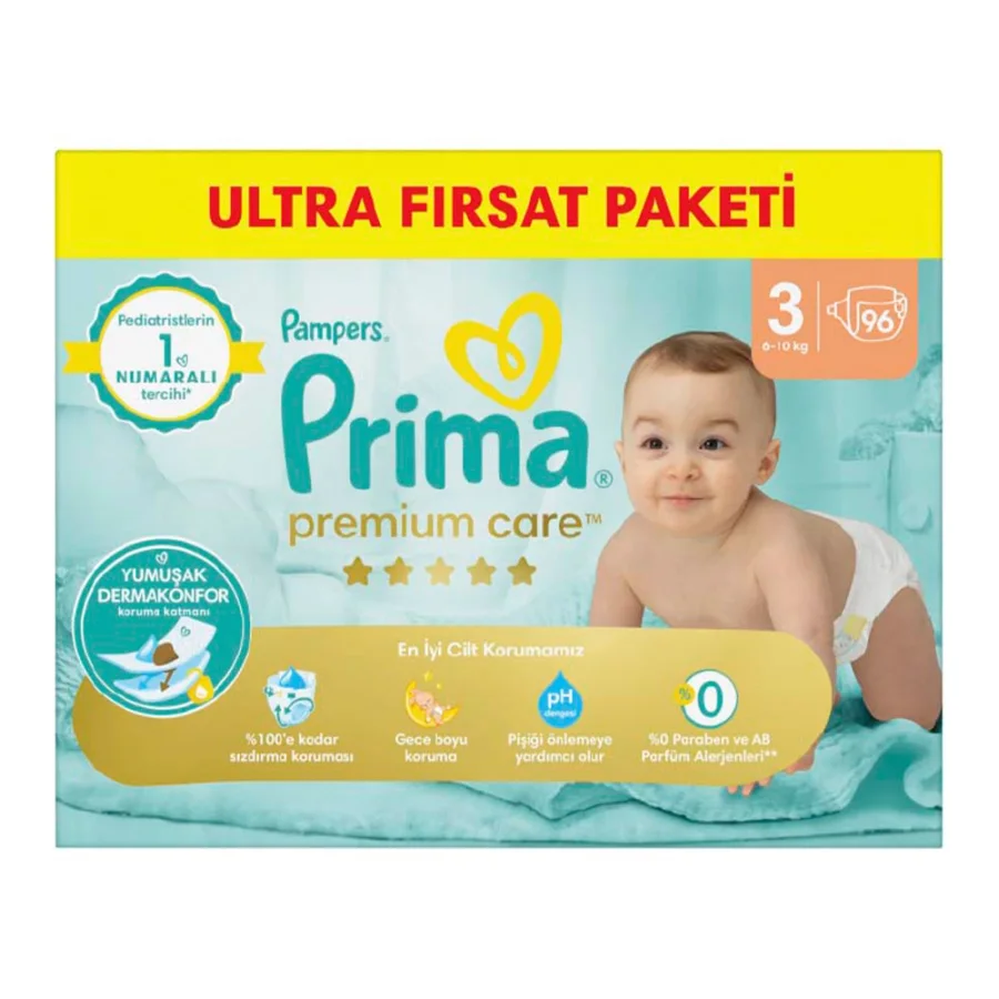Prima Bebek Bezi Premium Care 3 Numara 144 Adet Aylık Fırsat Paketi