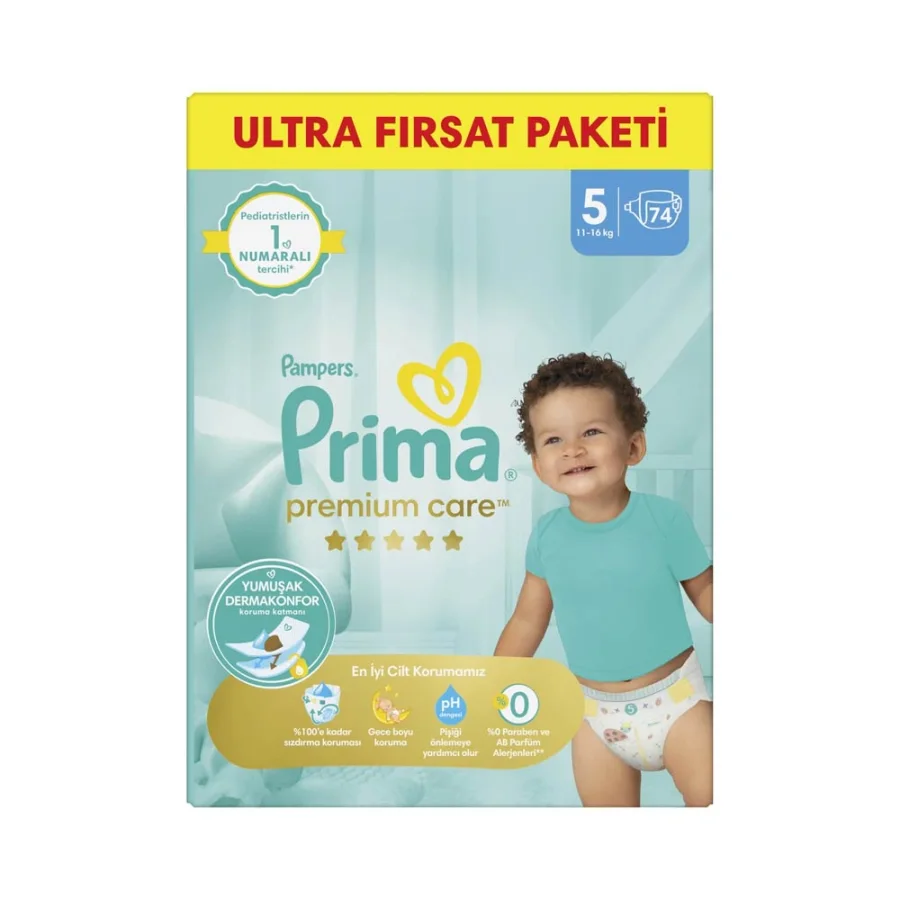Prima Bebek Bezi Premium Care 5 Beden Fırsat Paketi 74 Adet