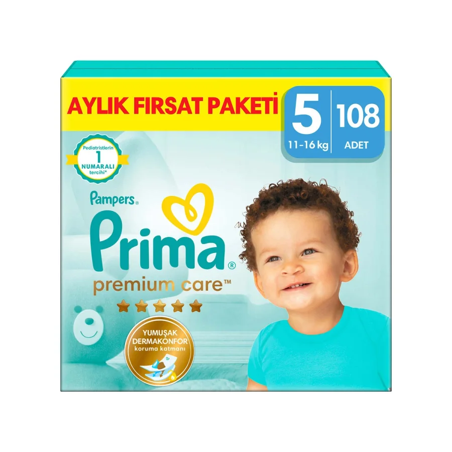 Prima Bebek Bezi Premium Care 5 Numara 108 Adet Aylık Fırsat Paketi