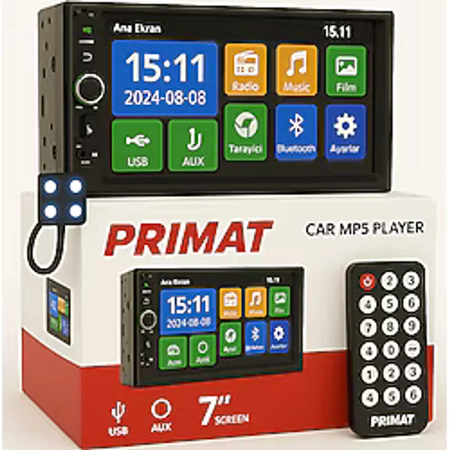 PRİMAVAT CPR 7 Inc Türkçe Menü Double Teyp Bluetooth Usb Sd Işıklı Kameralı