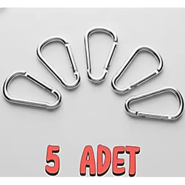 Primeaks 5'Li Yaylı Karabina Kanca 6 Cm Çanta, Anahtarlık, Dağcı Kamp Aksesuarı