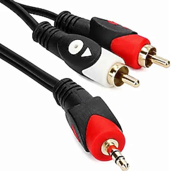 Primex Px-Aux15r 1.5 Metre 3.5Mm Aux To 2 Rca Ses Kablosu, Telefon Laptop PC Tablet Ses Çıkışını Amfi Hoparlör Tv Ses Sistemine Bağlama Kablosu, Kırmızı Beyaz Rca Stereo Audio Kablo