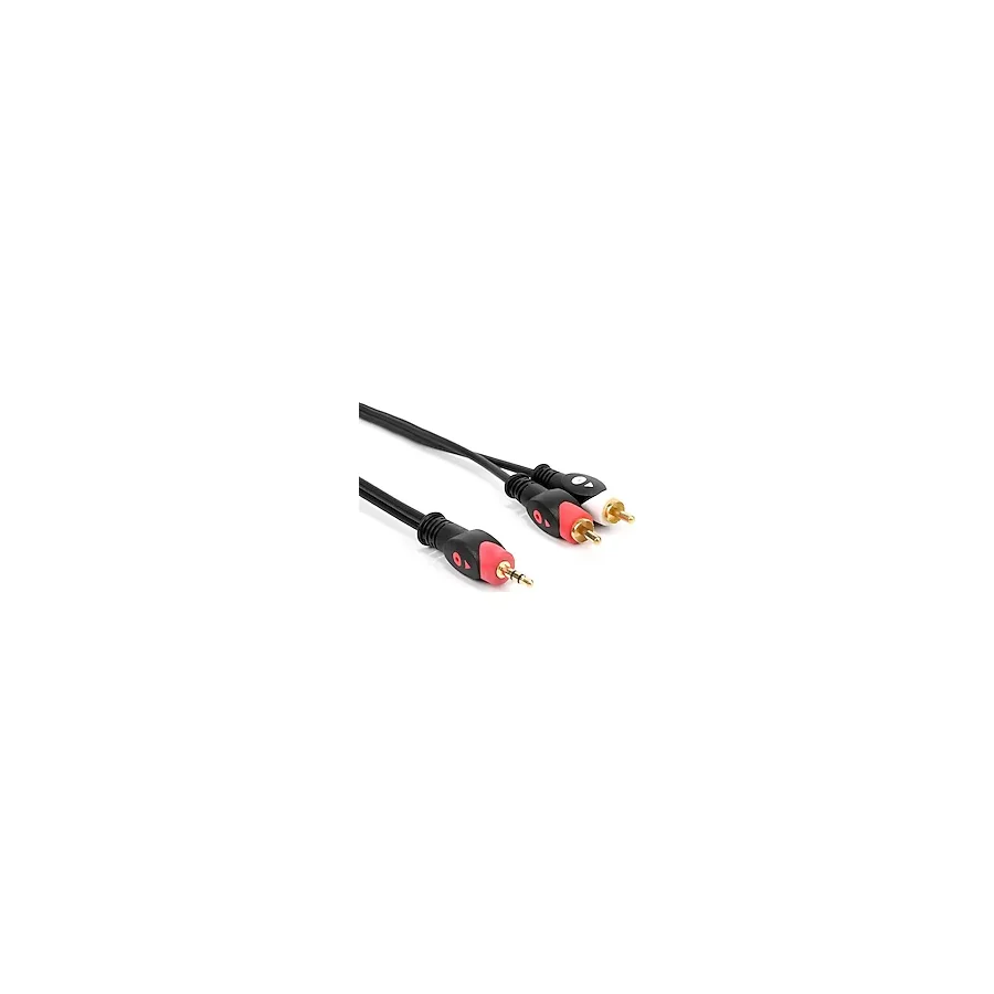 PrimeX PX-AUX3R 3 Metre 3.5mm AUX to 2 RCA Ses Kablosu, Telefon Laptop PC Tablet Ses Çıkışını Amfi Hoparlör TV Ses Sistemine Bağlama Kablosu, Kırmızı Beyaz RCA Stereo Audio Kablo