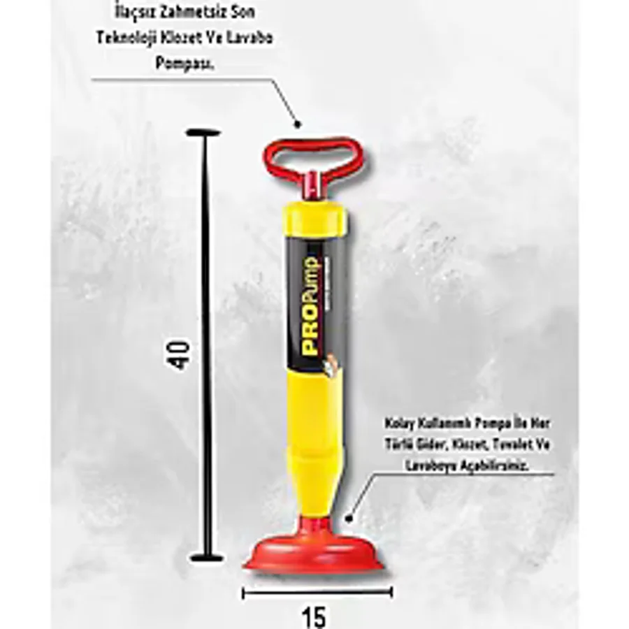 Pro Ergonomik Klozet-Banyo-Lavabo-Gider Açma Pompası- Tıkanıklık Açma Pompası