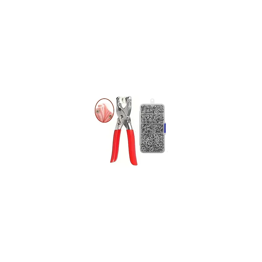 Pro İthalat Metal 200 Pcs Çıtçıt ve Pense Seti Makinesi Bebek Elbise Çıtçıt